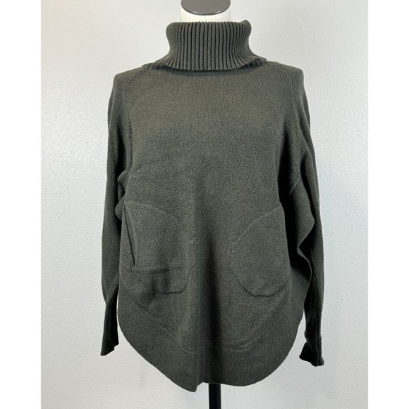 Charlie B Womens Green Knit Cape Turtleneck Sweater Long Sleeve Pullover Size S - Picture 1 of 16